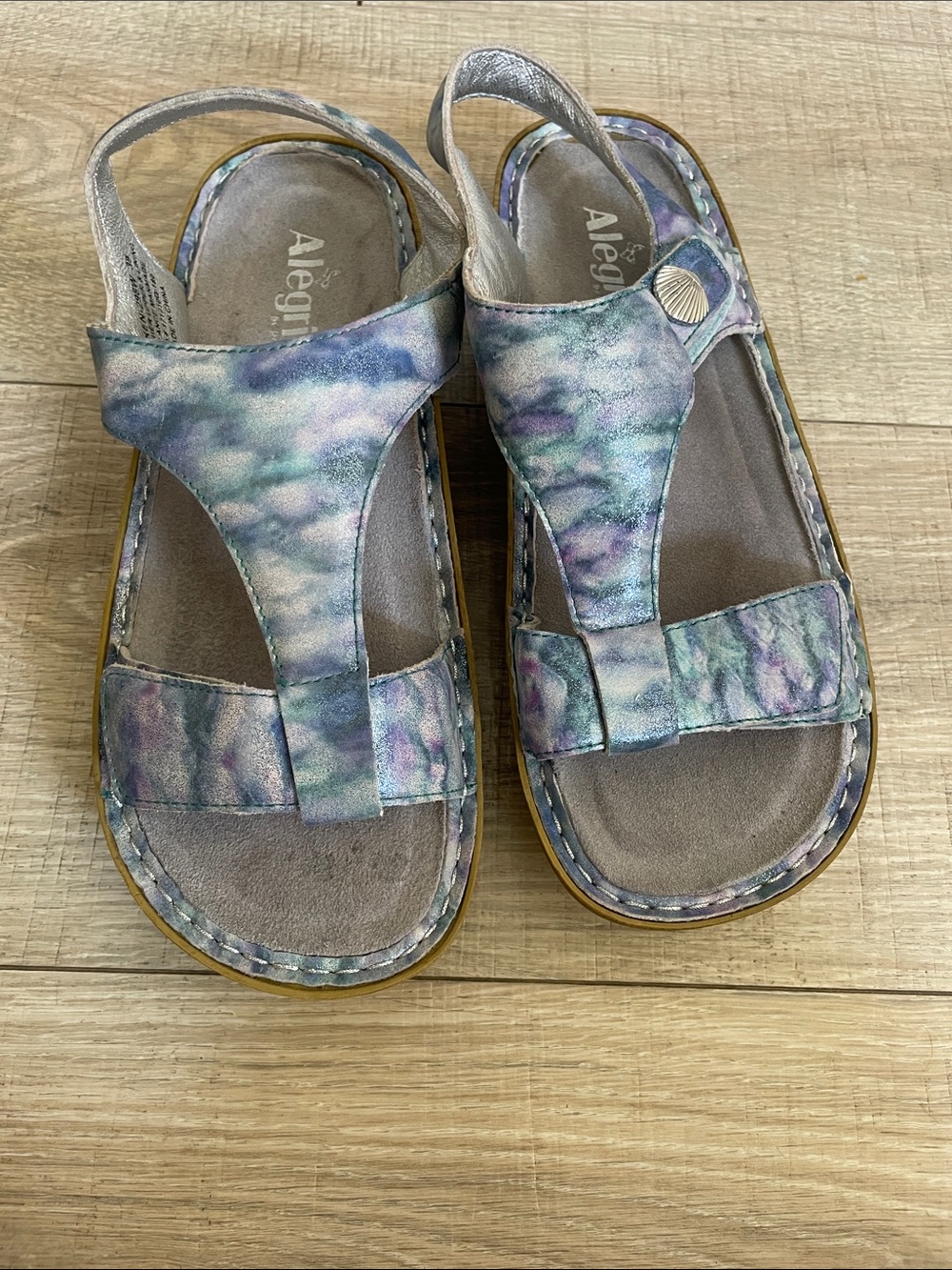 Alegria by PG Lite Multicolor Tie-Dye Sandals - Blue, Purple, Green